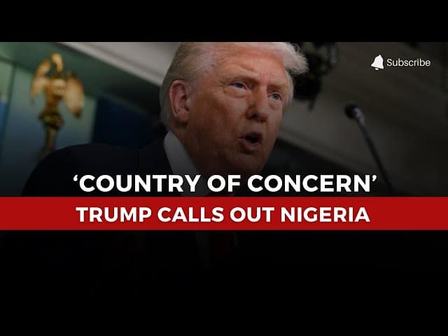 Screenshot from a broadcast showing Trump’s speech on the alleged Nigerian Christian crisis.