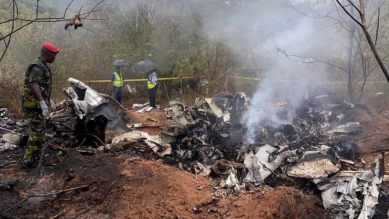 Kenya Mourns as Tourist Flight to Maasai Mara Ends in Fatal Crash Rescue teams at crash site of tourist flight in Kwale County Kenya